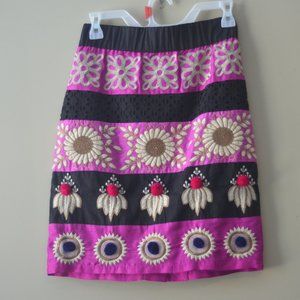 Anthropologie Leifsdottir Embroidered Catrina Bohemian Pencil Skirt Size 0P